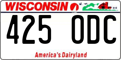 WI license plate 425ODC