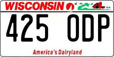 WI license plate 425ODP