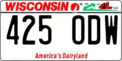 WI license plate 425ODW