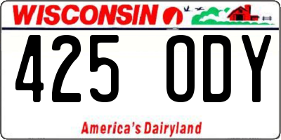 WI license plate 425ODY