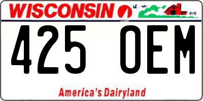 WI license plate 425OEM