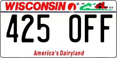WI license plate 425OFF
