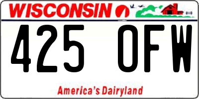 WI license plate 425OFW