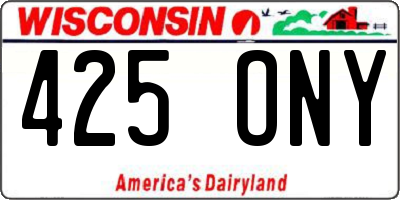 WI license plate 425ONY