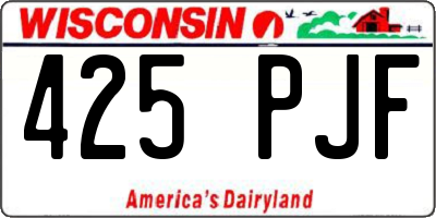 WI license plate 425PJF