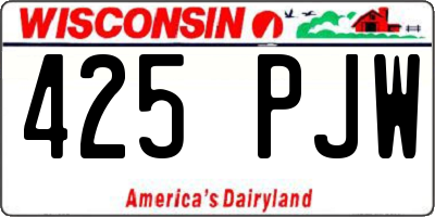 WI license plate 425PJW
