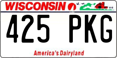 WI license plate 425PKG