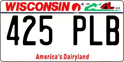 WI license plate 425PLB