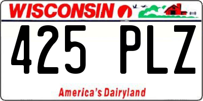 WI license plate 425PLZ