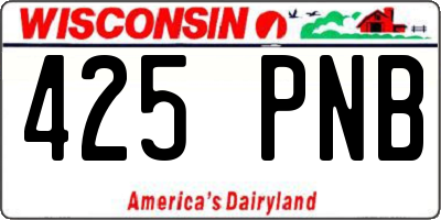 WI license plate 425PNB