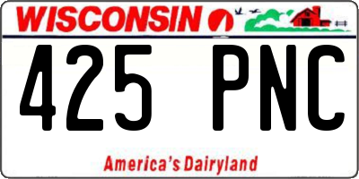 WI license plate 425PNC