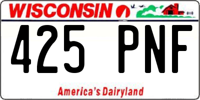 WI license plate 425PNF