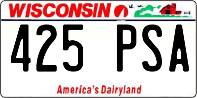 WI license plate 425PSA