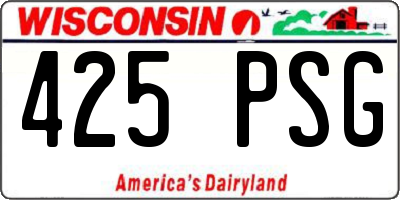 WI license plate 425PSG
