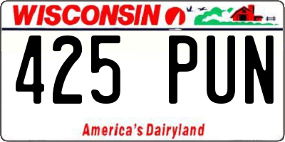 WI license plate 425PUN