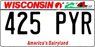 WI license plate 425PYR