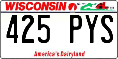 WI license plate 425PYS