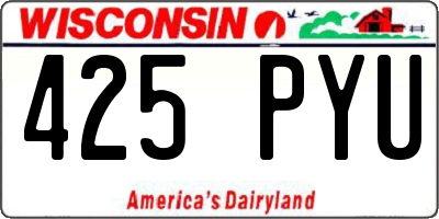 WI license plate 425PYU