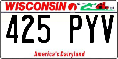 WI license plate 425PYV