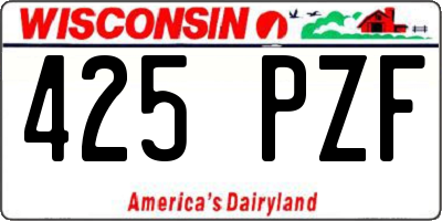 WI license plate 425PZF