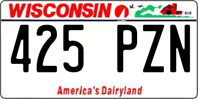 WI license plate 425PZN