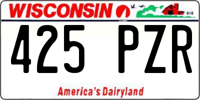 WI license plate 425PZR
