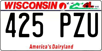 WI license plate 425PZU