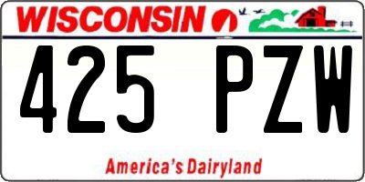 WI license plate 425PZW