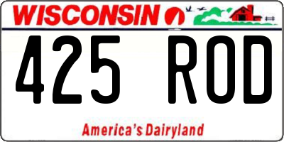 WI license plate 425ROD