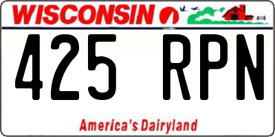 WI license plate 425RPN