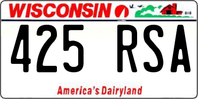 WI license plate 425RSA
