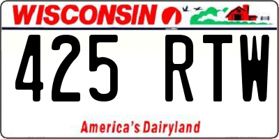 WI license plate 425RTW