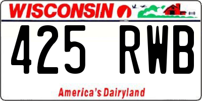 WI license plate 425RWB