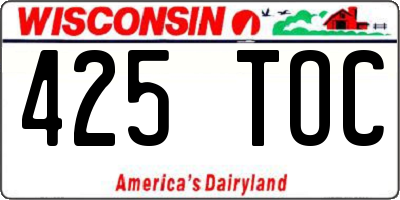 WI license plate 425TOC