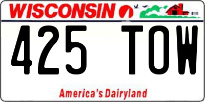 WI license plate 425TOW