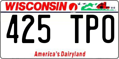 WI license plate 425TPO
