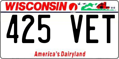 WI license plate 425VET