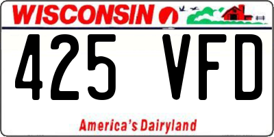 WI license plate 425VFD