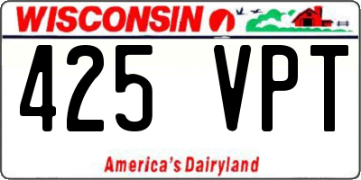 WI license plate 425VPT