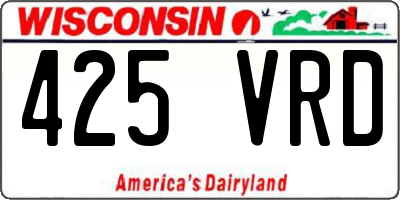 WI license plate 425VRD