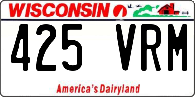 WI license plate 425VRM