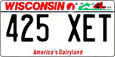 WI license plate 425XET