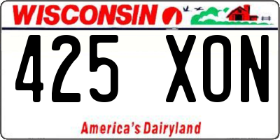 WI license plate 425XON