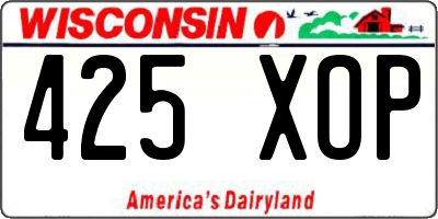 WI license plate 425XOP