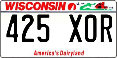 WI license plate 425XOR