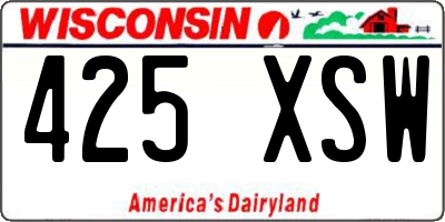 WI license plate 425XSW