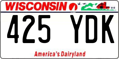 WI license plate 425YDK