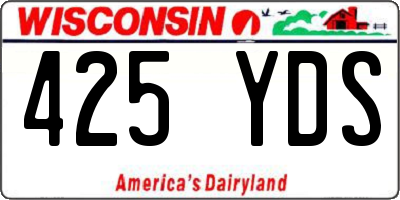 WI license plate 425YDS