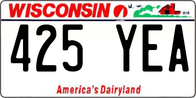 WI license plate 425YEA
