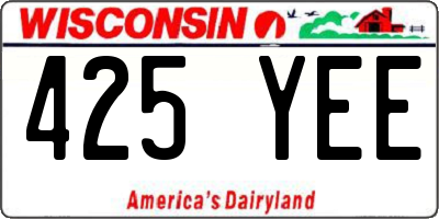 WI license plate 425YEE